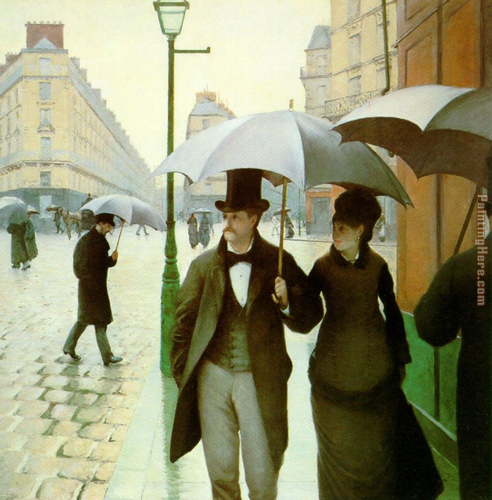 Paris Street rainy weather painting - Gustave Caillebotte Paris Street rainy weather art painting